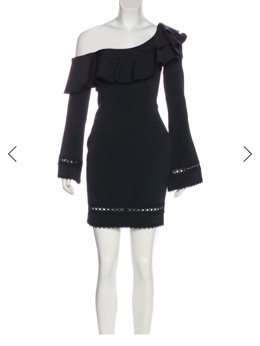 NICHOLAS Black One-Shoulder Ruffle Dress